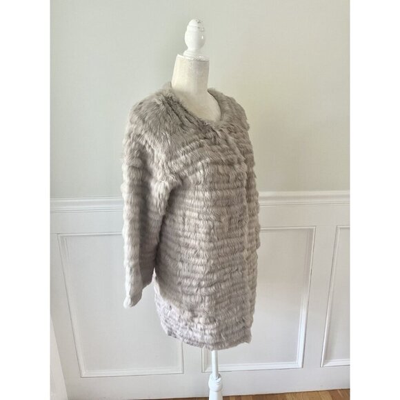 DolceCabo Luxurious Fur Coat Rabbit Tan S - Picture 2 of 5